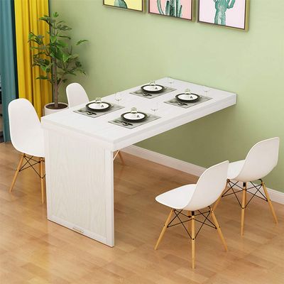 Desk Solid Wood Wall-Mounted Folding Dining Table, Telescopic Invisible Home Wall Table Simple Wall bar Table, 80/90/100 / 120cm Study Table Office Computer