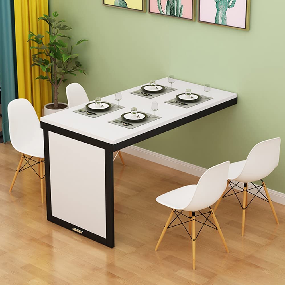 Desk Wall-Mounted Folding Drop-Leaf Table, Kitchen & Dining Folding Table Solid Wood Children Table Home Office Table Workstation Computer Trestle