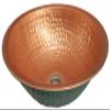 Artistic Copper Bathroom Vanity Sink Green Aged Exterior Polished Interior Hand Wash Metal Washbasin Washbowl view 1