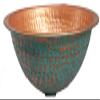 Artistic Copper Bathroom Vanity Sink Green Aged Exterior Polished Interior Hand Wash Metal Washbasin Washbowl view 3
