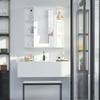 HOMCOM Bathroom Medicine Cabinet with Mirror, Bathroom Mirror Cabinet, Wall Mount Mirror Medicine Cabinet with Multiple Storage Shelves, White view 2