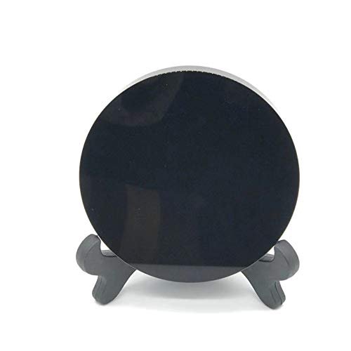 1pc 120mm Natural Black Obsidian Quartz fengshui Bright Mirror Circle Disk Crystal Plate for Reiki Healing
