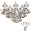 Alisveristime (Set of 6 Handmade Turkish Tea Water Zamzam Serving Set Glasses Saucer and Spoon (Silver) view 1