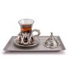Alisveristime (Set of 6 Handmade Turkish Tea Water Zamzam Serving Set Glasses Saucer and Spoon (Silver) view 4