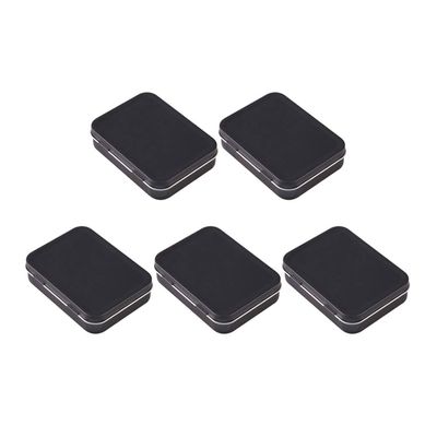 EXCEART 5pcs Portable Storage Box Mini Empty Tins for Mints Candy Lightweight Multi-purpose Organizers Black