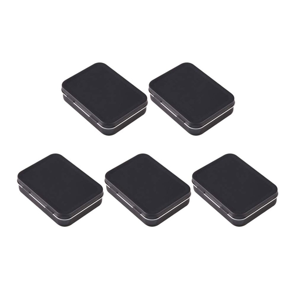 EXCEART 5pcs Portable Storage Box Mini Empty Tins for Mints Candy Lightweight Multi-purpose Organizers Black