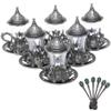 Alisveristime (Set of 6 Handmade Turkish Tea Water Zamzam Serving Set Glasses Saucer and Spoon (Black) view 1