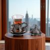 Alisveristime (Set of 6 Handmade Turkish Tea Water Zamzam Serving Set Glasses Saucer and Spoon (Black) view 4