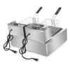 Double Fryer Electric Deep Fryer 2 Baskets, Stainless Steel Chicken Chips Fryer for French Fries Home Kitchen Restaurant Countertop Food Cooking, 12.7 QT/ 12 L 5000W Silver view 3