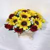 Sweet Home Deco Silk Sunflower Rose Babysbreath Wedding Bouquet Bridal Bouquet Bridesmaid Bouquet Boutonnere in Yellow/Red (Yellow/Red-Arrangement) view 2