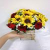 Sweet Home Deco Silk Sunflower Rose Babysbreath Wedding Bouquet Bridal Bouquet Bridesmaid Bouquet Boutonnere in Yellow/Red (Yellow/Red-Arrangement) view 3
