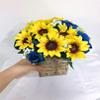 Sweet Home Deco Silk Sunflower Rose Babysbreath Wedding Bouquet in Yellow/Blue - Bridal and Bridesmaid Arrangement With Boutonniere view 3