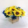 Sweet Home Deco Silk Sunflower Rose Babysbreath Wedding Bouquet in Yellow/Blue - Bridal and Bridesmaid Arrangement With Boutonniere view 4