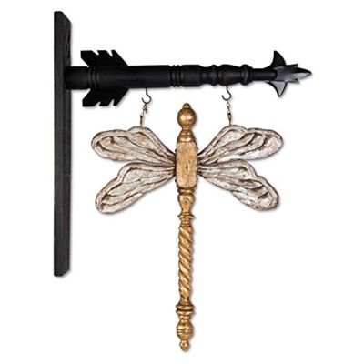 K&K Interiors 16420A 17 Inch Silver and Gold Resin Dragonfly Arrow Replacement, 17" H x 12.5" W x 1.25" D