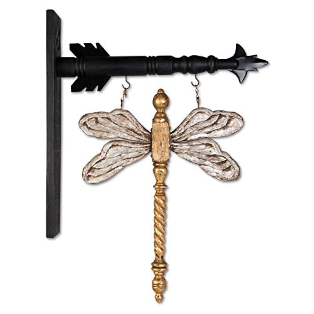 K&K Interiors 16420A 17 Inch Silver and Gold Resin Dragonfly Arrow Replacement, 17" H x 12.5" W x 1.25" D