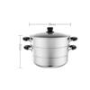 430 Stainless Steel Steamer/Soup Pot 2-layer Household With Steamer 26cm Thickened Suitable for Gas Stove/Induction Cooker Suitable for 1-3 People view 2