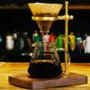 Fdit Brass Pour Over Coffee Dripper Stand with Wood Base, Adjustable Height, 360-Degree Rotation, Manual Brewing, 8.8x6.3x10.8 Inch view 3