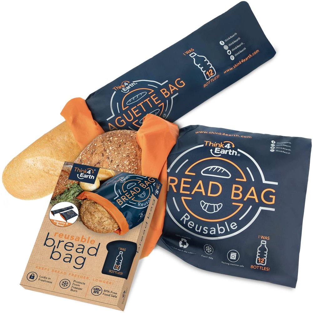 THINK4EARTH - Large Bread and Baguette Bags (Dark Blue, Bread & Baguette Set)