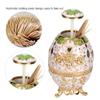 Fdit Automatic Press Toothpick Holder Box Dispenser 3D Carved Egg -shaped Organizer European Style Decoration for Home Kitchen Hotel (Gold+White)(Gold+White) view 4
