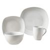 16pc Soft Square Porcelain Dinnerware Set White Solid Casual 16 Piece Dishwasher Safe Microwave view 1