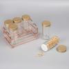Set of 6 Glass Spice Bottle Jar with Copper Finished Rack Organizer Gold Steel view 3