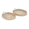 2-Piece Round Seagrass Tray Set Brown Bohemian Eclectic Natural Fiber view 2