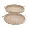 2-Piece Round Seagrass Tray Set Brown Bohemian Eclectic Natural Fiber view 4