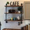 DR.IRON Industrial Pipe Shelves Wall Shelving Rustic Wood Shelf Storage Shelves 3 Tiers Wall Mount Pipe Design DIY Shelf Retro Wall Shelving (Black, 24" L) view 1