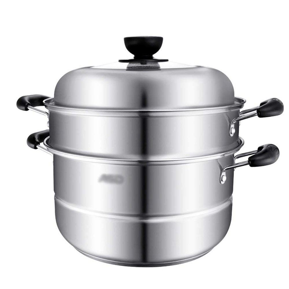 430 Stainless Steel Steamer/Soup Pot 3-layer Household With Steamer 26cm Thickened Suitable for Gas Stove/Induction Cooker Suitable for 4-6 People