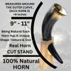 5x Viking Drinking Horn Cups 9" -15" | Viking gift for men 100% Natural Norse 10-14 oz Goblet Ale Mead Beer mug Wine with Stand (Large (9"-11")) view 2