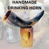 5x Viking Drinking Horn Cups 9" -15" | Viking gift for men 100% Natural Norse 10-14 oz Goblet Ale Mead Beer mug Wine with Stand (Large (9"-11")) view 3