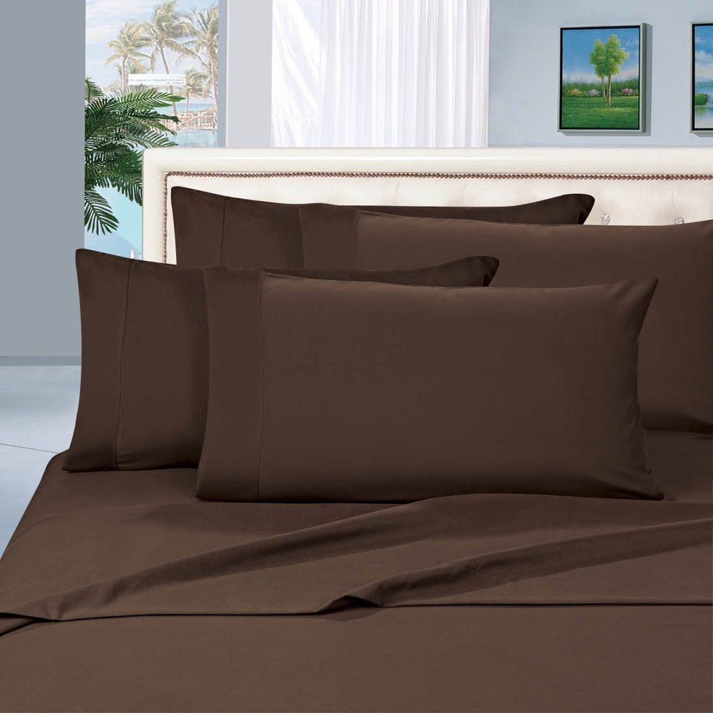800 Thread Count-4Pcs Bed Sheet Set 100% Cotton Bed Sheets Chocolate Short Queen Sheets Set, Long Staple Cotton Sheets, Fits Mattress Upto 24" Deep Pocket, Bedsheet and Pillowcase, Bedding Set