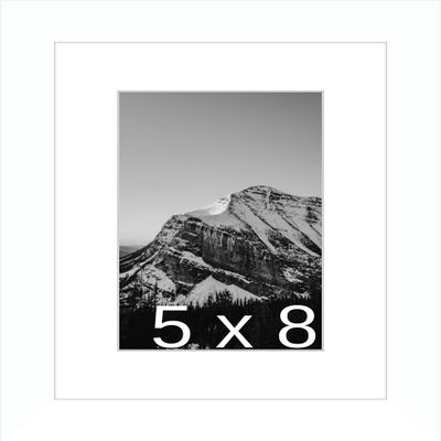 Frame It Easy 5 x 8 White Natural WoodFrame (Dayton) with Matting