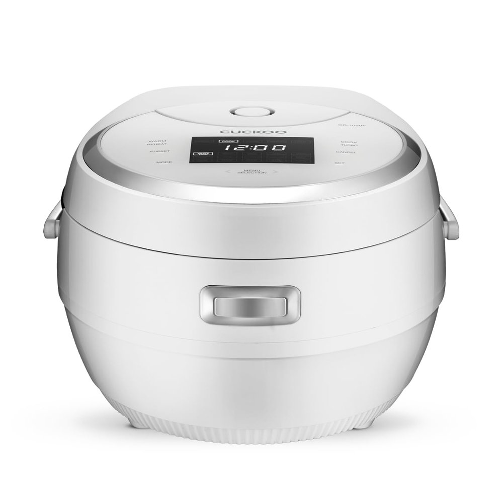 CUCKOO Micom Rice Cooker 10-Cup Uncooked / 20-Cup Cooked with Nonstick Inner Pot, Large Rice Maker with 16 Menu Options, Fuzzy Logic Technology, Auto Clean Mode, LCD Display, White (CR-1020F)
