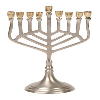 Biedermann & Sons Geometric Menorah, Small, Nickel/Brass