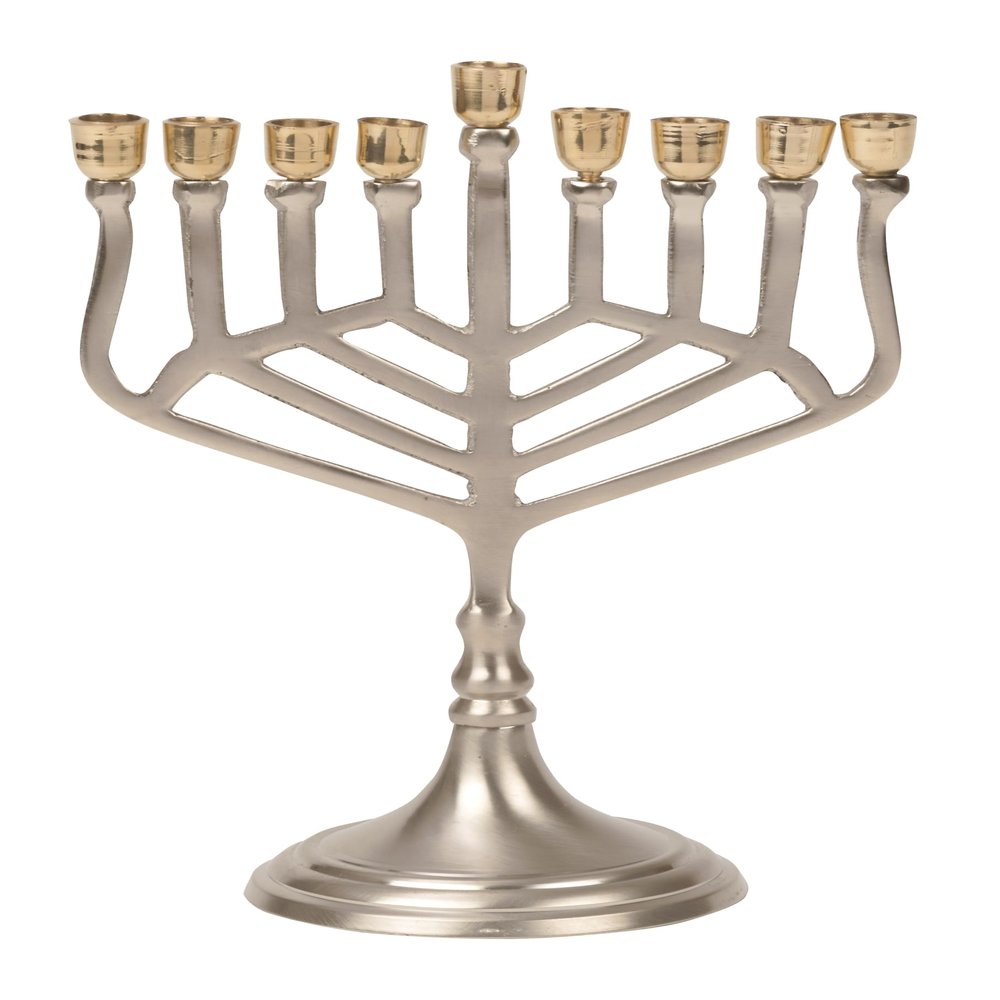 Biedermann & Sons Geometric Menorah, Small, Nickel/Brass