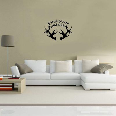 Find Your Wild Side Quote Cabin Hunting Camp Camping Scenery Vacation Quotes Wall Decal Sticker Vinyl Art Mural for Girls / Boys Campers Home Room Walls Bedroom House Decor Decoration (35x40 inch)