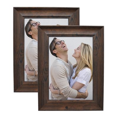 Alkerman 8x10 Picture Frames Rustic Distressed Brown Wood Pattern High Definition Glass for Table Top Display and Wall Mounting Photo FramePack of 2