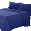 Comfort Bed Store 800 Series Organic Cotton 4PC Sheet Set (1 Flat Sheet, 1 Fitted Sheet, 2 Pillowcases) Fitted with 27 inches Deep Pocket Elegant Reliable, Super Soft, Oxford Blue, Emperor view 1