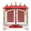 Homecrafts Handpainted Wooden Home Temple/ Mandir/ God Stand/ Pooja Stand/ Home Mandap/ Mandapam with Doors and Medium Size (Color-White-Red) (in Side Partition Shelf) Medium Size- 20x11x24 Inch view 1