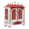 Homecrafts Handpainted Wooden Home Temple/ Mandir/ God Stand/ Pooja Stand/ Home Mandap/ Mandapam with Doors and Medium Size (Color-White-Red) (in Side Partition Shelf) Medium Size- 20x11x24 Inch view 2