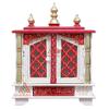 Handpainted Wooden Home Temple with Doors, Rajasthani Art (in Side Puja thali, Poja Books,God Pics.LED Lights nd More. view 1