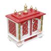 Handpainted Wooden Home Temple with Doors, Rajasthani Art (in Side Puja thali, Poja Books,God Pics.LED Lights nd More. view 4