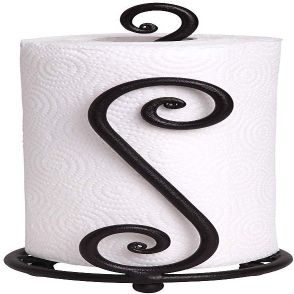 Craftland Wrought Iron S Shape Tissue Paper/Towel/Roll/Napkin Holder/Dispenser, Kitchen Napkins Holder for Kitchen Bathroom and Dining Table (Black)