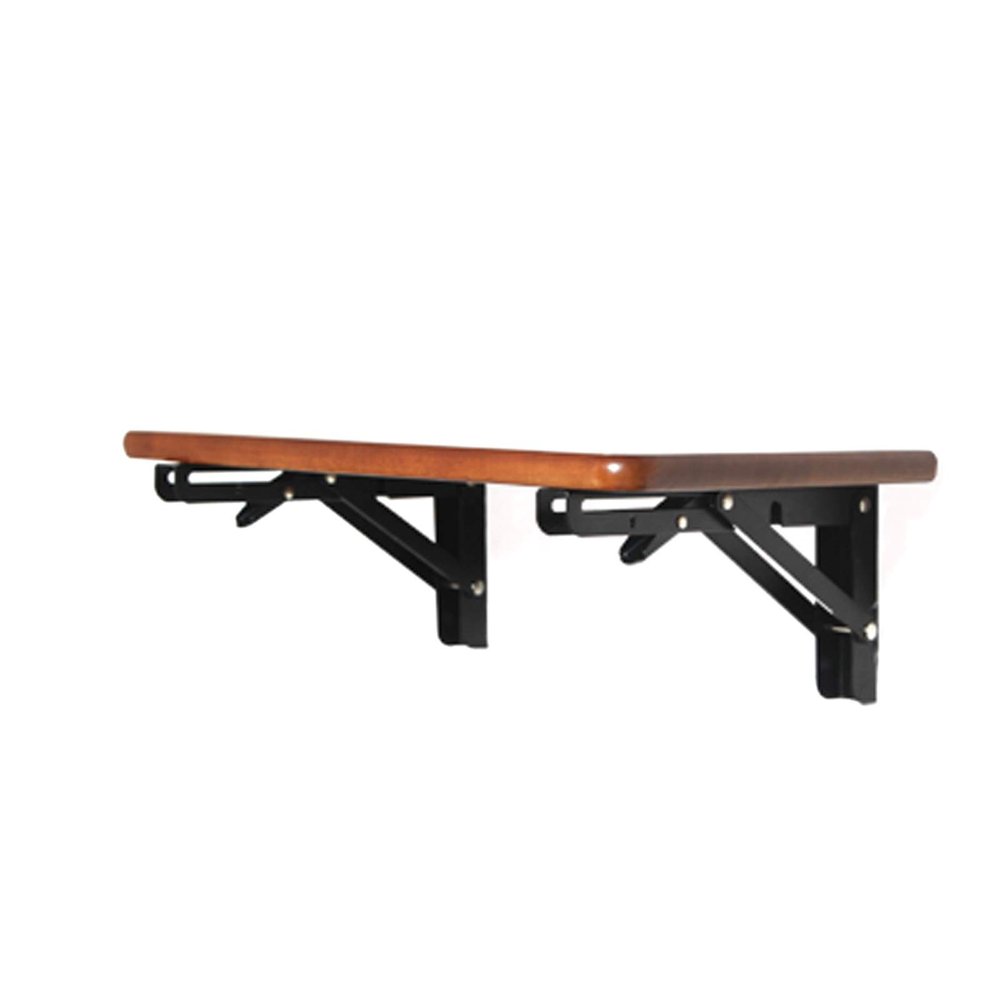 Geovne Solid Wood Mounted Table Folding Table,Collapsible Small Space Kitchen Wall Hanging Storage Frame,Space Saving,with 2 Wrought Iron Brackets,Light Brown (40x30/16x12in)
