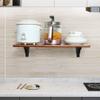Geovne Solid Wood Mounted Table Folding Table,Collapsible Small Space Kitchen Wall Hanging Storage Frame,Space Saving,with 2 Wrought Iron Brackets,Light Brown (40x30/16x12in) view 2