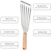 Fish Spatula Set of 2, HaSteeL Stainless Steel Slotted Spatula Turner with Riveted Wooden Handle, Professional Metal Spatulas Great for Kitchen Cooking Flipping Frying & Grilling, 2 x Hooks view 3