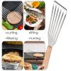 Fish Spatula Set of 2, HaSteeL Stainless Steel Slotted Spatula Turner with Riveted Wooden Handle, Professional Metal Spatulas Great for Kitchen Cooking Flipping Frying & Grilling, 2 x Hooks view 4