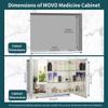 Double Doors Medicine Cabinet with Mirror, 30 inch X 26 inch Aluminum Bathroom Medicine Cabinet, Adjustable Glass Shelves, Waterproof and Rust-Resist, Recess or Surface Mount Installation,Silver view 3