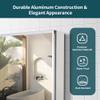 Double Doors Medicine Cabinet with Mirror, 30 inch X 26 inch Aluminum Bathroom Medicine Cabinet, Adjustable Glass Shelves, Waterproof and Rust-Resist, Recess or Surface Mount Installation,Silver view 4